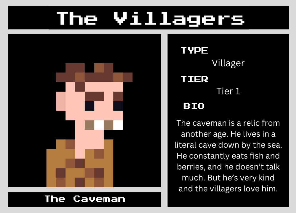 The Caveman biography card